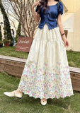 New French Sweet Heavy Industry Embroidery Print Collection Waist Thin Long High-Waist Fairy Skirt A Word Half-Body Skirt
