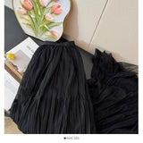 French Texture Fairy Temperament Net Dress Half Dress Autumn 2025 High-Waist A Word Fold Loose Big Skirt