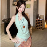 Island Vacation Relaxation Temperament Suit Female Tie Hanging Neck Sling Yunnan Dali Tourism Photo Skirt