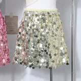 Smooth High-Waist Shiny Babes Half-Dress A-Word-Packed Birthday Party Short Skirt 91116