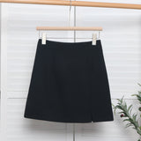 High-Waisted Open Forked-But Hip Anti-Walking A-Word Short Skirt Woman 2025 Suit Fabric Thin A-Dress Skirt 8871