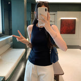 Super Fire With High-End Sense Collar Knitted Vest Women's Summer Wear 2026 New Korean Chic Small Sling Belt