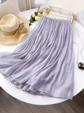 Silk Sensing Temperament Half-Dress Woman Slim Thin Long A-Dress Hanging Summer Egan Yarn Skirt