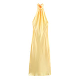 2025 Summer New Women's Temperament De-Backed Silk Densate Hanging Neck Dress Women 3274548