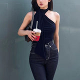Temperament Hanging Neck Sleeveless Vest Female Collarbone Femininity Figure Drifting With The Tide