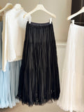 Spring High-Waisted Lotus Leaf Side Net Yarn Large Swing Half-Dress Woman 2026 New Gentle Thin Fall A-Word Dress