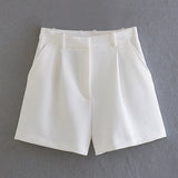 2025 Summer New Women's Clothing Fashion High-Waisted Folding Casual Shorts Women