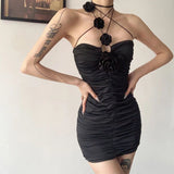 Summer New Pure Sexual Sexy Small Sling Dress Women's Fold Design Feeling Slimming Bare Backpack Ass Skirt