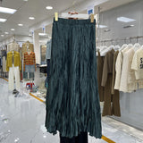 Heavy Industry Withered Leaves Folded Half-Body Skirt 2025 Spring And Summer New Glossy Irregular Big Swing Skirt And Ankle Long Skirt