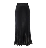 2025 New Women's Color Metallic Metallic Luster 100-Folded Dress Long Organ Skirt Half-Dress Skirt