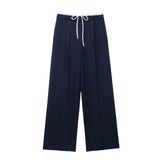 Spring 2025 New Double Waist Tight Waist Rope Design Loose Thin Casual Pants Women 1608225