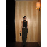 Thai Sexy Babes Design Feel Hanging Neckless Sleeveless Vest Women With A Short Sling Suit