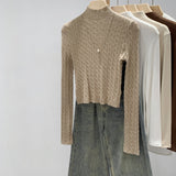 Mahua Half-Neck Knitted Bottom Shirt Women's Autumn And Winter Commute New Slimming Inside A Short Top