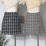 Real Shooting Long-Term Plus Single Lattice Coarse Flowers, Short Skirt Autumn And Winter With High Waist Thin A Word Bag Hip Skirt1920