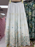 2025 Summer New French Romantic Heavy Industry Embroidery Print Collection Waist Lanky Fairy Dress