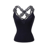 Sexy Babes Black Lace Sling Vest Woman Xia Body-Dexed Short Niche Inside A Top