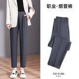 Grey Suit Pants Women Summer Thin High-Waisted Vertical Light Loose Thin Nine Points Leisure Small Cigarette Tube Pants