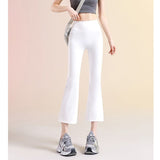 Eight-Point Shark Trousers Women's Small Summer New Wearing Thin High-Waisted Hip Yoga Seven-Point Flared Trousers
