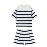 2025 Spring And Summer New Women's Fashion Casual Striped Short Sleeve Collar Collar Blouse Short 2702205