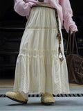 French Embroidery Flower Hollow Lace Splicing Half Dress Girl Spring 2026 High-Waist A Word Loose Swing Cake Skirt