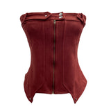 Real-Patring Zipper Open-Shirt With Bra Hottie Wrapped Breast Sexy Outer Wear Vest Short Irregular Sleeveless Top 2770