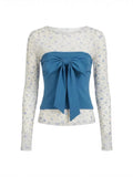 Korean Bow Pure Blue Smear Sling Sling Sling Back Heartbreak Flower Girl 2026 Spring Two Casual Suit