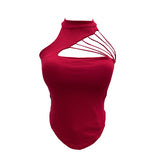 Real Shooting Thai Hottie With Chest Cushion Hollow Sexy Sling Vest Hanging Neck Slim Figure Sleeveless Top 6288