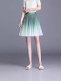 Summer Net Yarn Short Skirt Girl Small A Skirt 2025 Color Half-Dress Skirt Slimy Fairy Fluffy Skirt