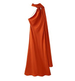 2025 Autumn New Women's Fashion Simple Ribbon Hanging Neck-Laught Dress