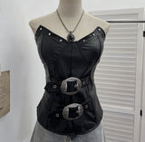 Punk Babes Heavyweight Slimming Bra Wrapping Pu Skin Bra Strap Chest Cushion Sleeveless Top 2783