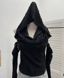 Sleeve With Sleeve Scrap Wind Worn To Make Old Hooded Vest Collar Collar Short High-Waisted T-Shirt 9183