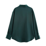 2025 Spring And Summer New Women's Fashion Single Row Buckle Silk Lithry Shirt 2074580
