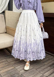 New French Romantic Heavy Industry Embroidery Print Collection Lanky High-Waist Fairy Skirt A-Word Half-Body Skirt