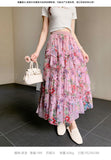 Irregular Splicing Color Flower Mesh Dress Dress Woman 2025 Summer French Fairy Temperament A-Shaped Skirt Cake Skirt Skirt