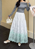 New French Romantic Heavy Industry Embroidery Print Collection Lanky High-Waist Fairy Skirt A-Word Half-Body Skirt