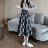 Curry Hair Lattice Half Skirt Women Autumn And Winter 2025 New High-Rise Thin Half Skirt A Word Long Umbrella Skirt