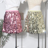 Smooth High-Waist Shiny Babes Half-Dress A-Word-Packed Birthday Party Short Skirt 91116