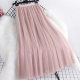 Big Swing Net Dress 2025 Autumn And Winter New Female A Word 20 Pieces Of Splicing Yarn Skirt In The Long Skirt Skirt Umbrella Skirt