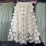 Design Sense Three-Dimensional Wave Point Retro A Skirt 2025 Autumn And Winter New Fashion Thin Mesh Dress Skirt Dress Dress Woman