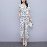 Cotton Silk Suit Women's Fashion Wear Summer New Loose Large-Size Ocean Gas Thin Silk Short-Sleeved Trousers Two Sets
