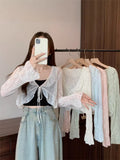 Lotus Edge With Lace Sunscreen Cardigan Women Thin Summer Outside Wearing A Short Shawl Shawl Coat Long-Sleeved Top