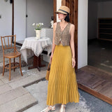 New 100-Fold Skirt Mid-Long Umbrella Skirt Wave Folding Skirt High Waist-High Body Dress