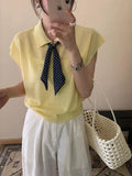 Grey Short-Sleeved T-Shirt Women 2026 New Summer Loose Ribbon Polo Shirt Temperament Thin Ribbon Knitting Top