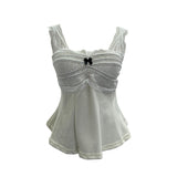 Real Shot Collision Lace Lace Splicing Sling Sling With Chest Cushions Wearing Short Sleeveless Top 9310