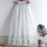 Net Yarn Splicing Cake Skirt 2025 Spring, Summer And Autumn And Winter New Medium And Long Skirt A-Word Long Skirt Pong Yarn Skirt