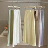 2026 Spring Tall Acetic Acid Luster Faucinated Fishtail Half Skirt Woman High Waist Hanging Feeling A Word The Hips Thin Dress
