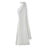 2025 Autumn New Women's Fashion Simple Ribbon Hanging Neck-Laught Dress