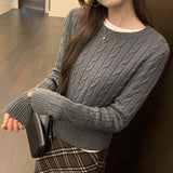 Mahua Texture Shoulder Knitted Bottom Shirt Women's Autumn And Winter 2025 New Korean Senior Sense College Style Coat