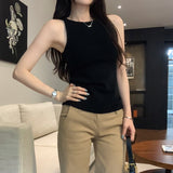 Super Fire With High-End Sense Collar Knitted Vest Women's Summer Wear 2026 New Korean Chic Small Sling Belt