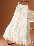 2025 Spring And Summer New Net Yarn Cake Skirt Small Broken Flower Skirt Gentle Fairy Dress 100 Fold Skirt A Skirt